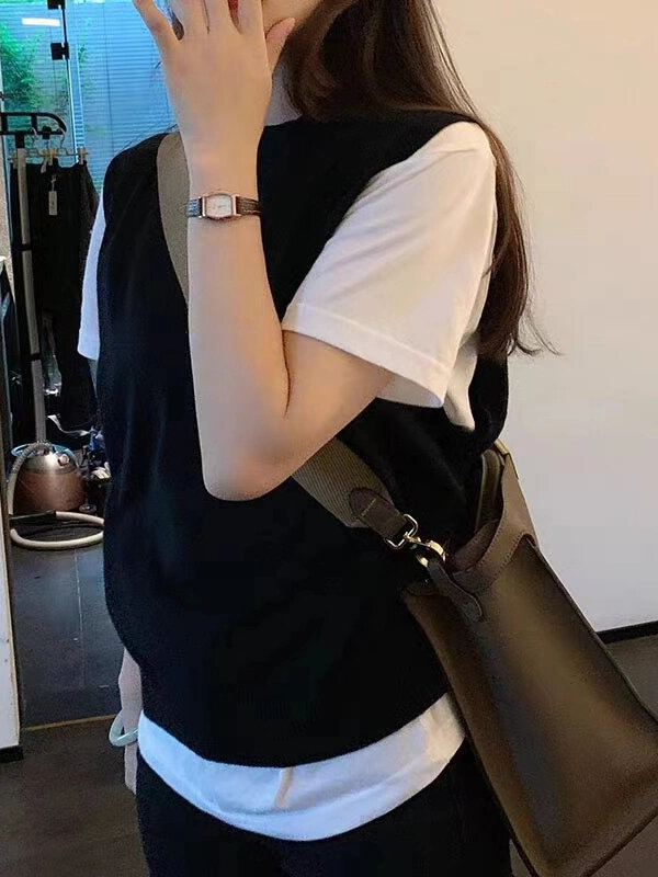 2024春秋百搭叠穿新款减龄显瘦基础款简约百搭针织马甲马甲女款