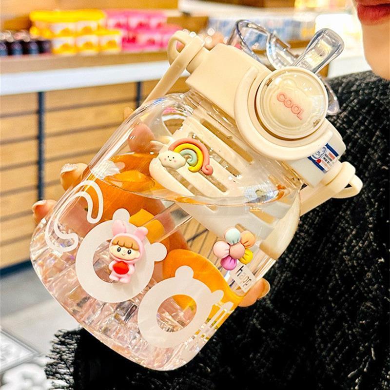 大肚玻璃杯茶水分离带茶仓吸管水杯女学生大容量上学专用花茶杯子