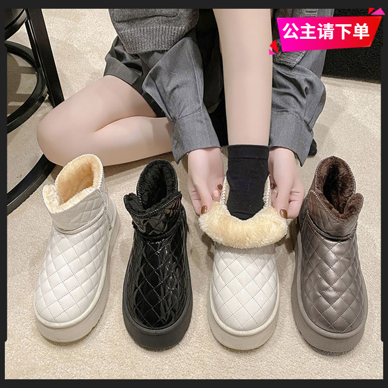 回力瑞绒抗寒雪地靴女2023新款冬季加绒加厚面包鞋防水防滑大棉靴