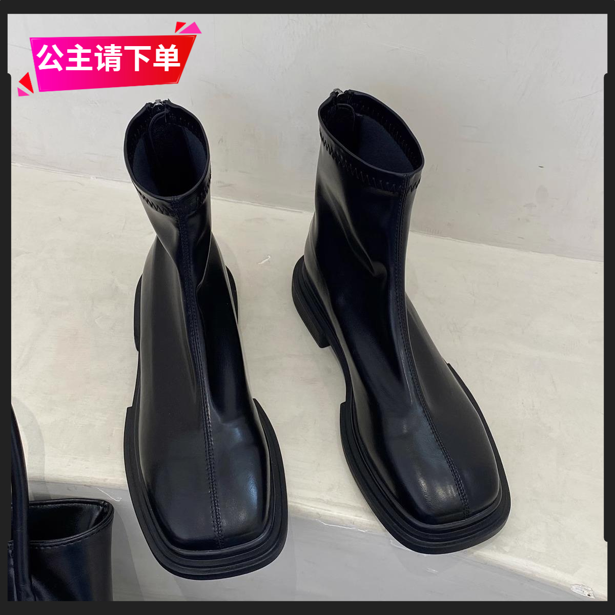 回力瑞英伦风马丁靴女2023秋冬新款超火弹力瘦瘦切尔西加绒短靴子