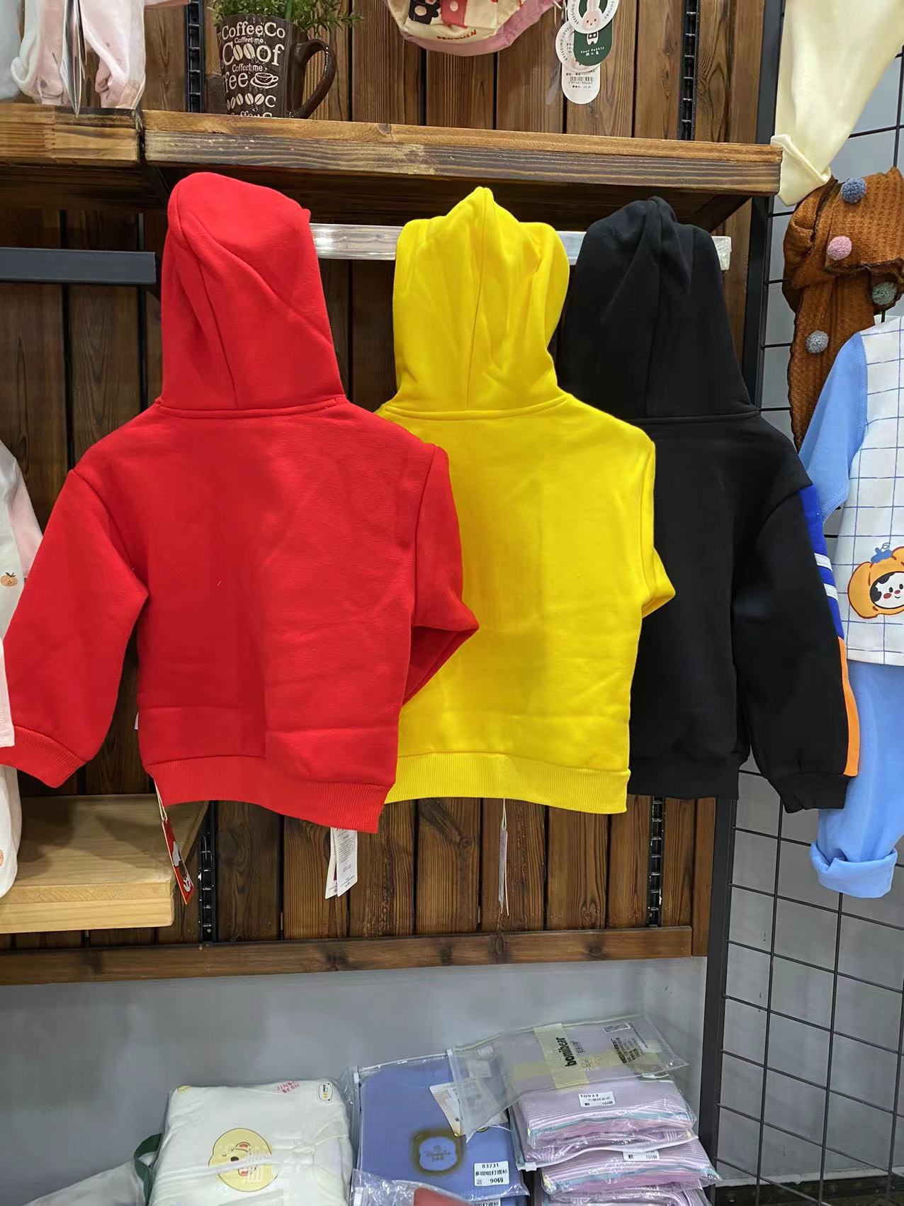 91010儿童一体绒 带帽卫衣