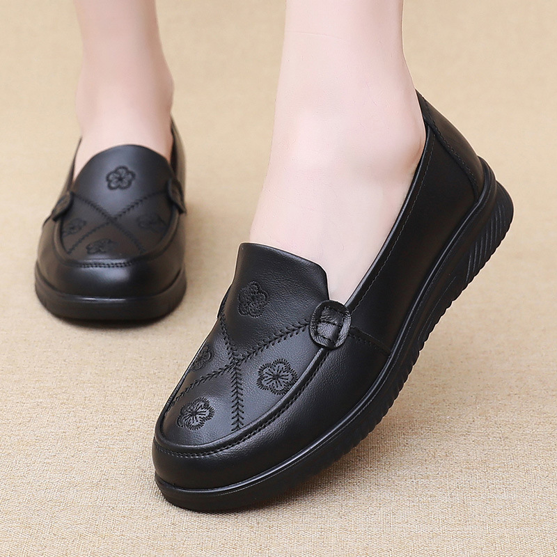 女鞋单鞋舒适百搭软底妈妈鞋豆豆鞋平底女鞋单鞋舒适百搭软底平底