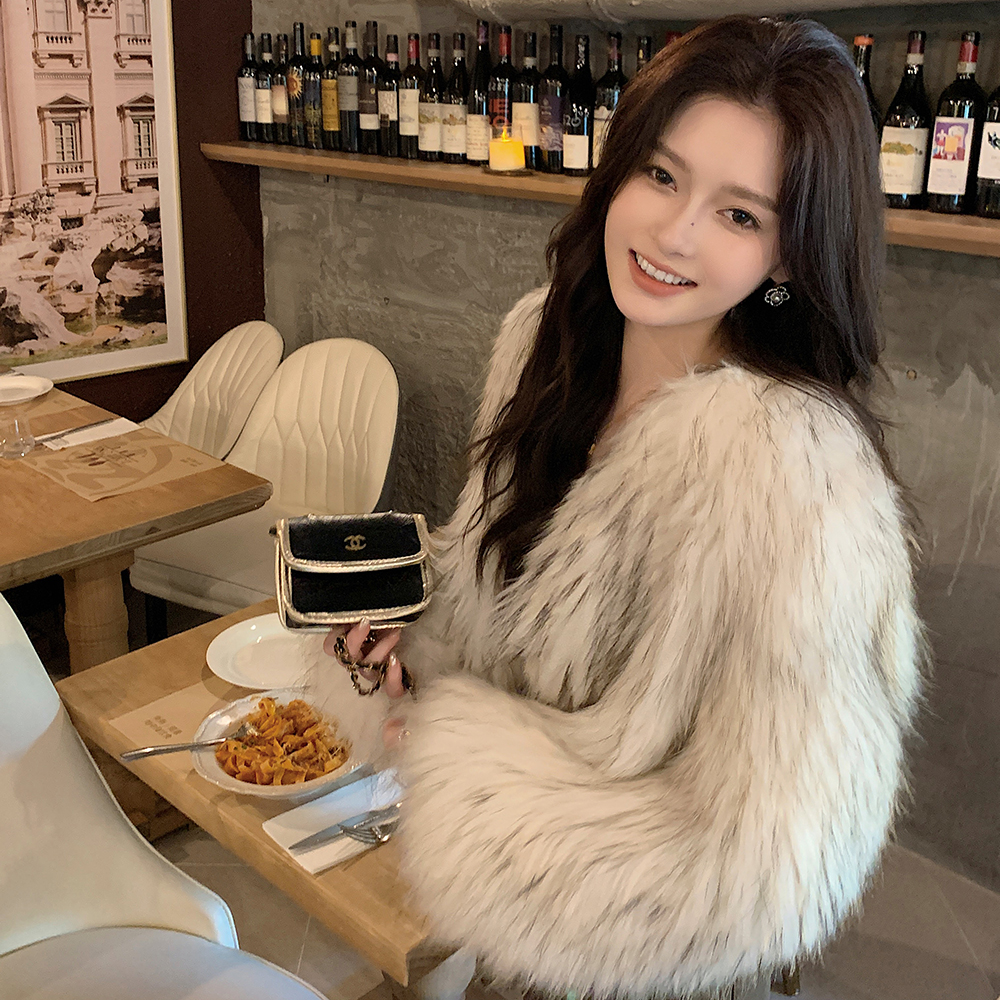 CLL加密双面编织貉子毛皮草外套女短款 秋冬气质年轻款小个子2159