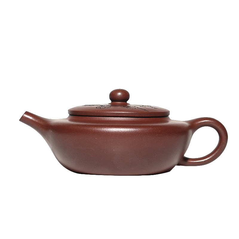 宜兴紫砂壶全手工刻绘原矿紫泥扁晟壶泡茶壶精品茶具新品家用