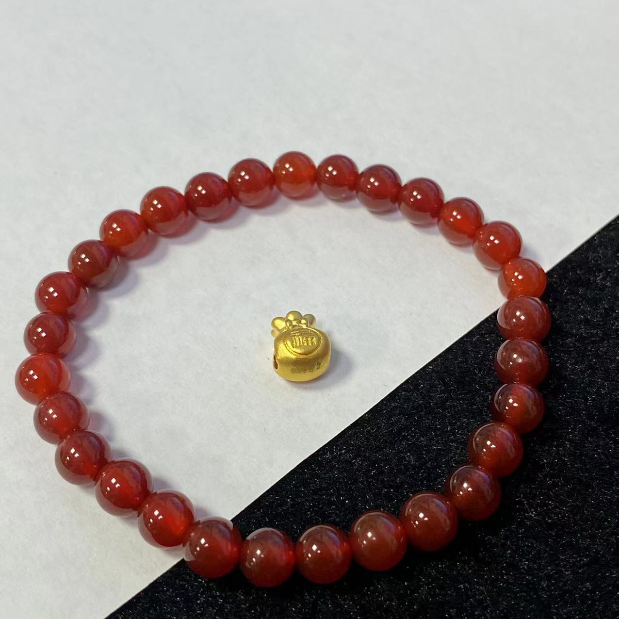 锦绣 足金999福袋 红玛 瑙手串 @@A202