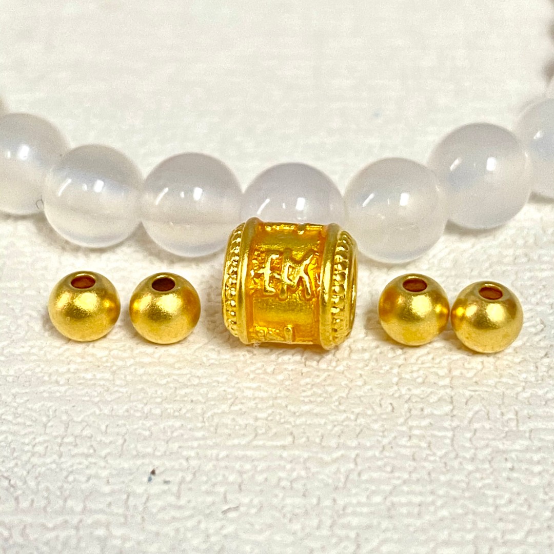 锦绣 足金999烧蓝款平安喜乐转韵珠+卡4古法4颗 白玛 瑙手串