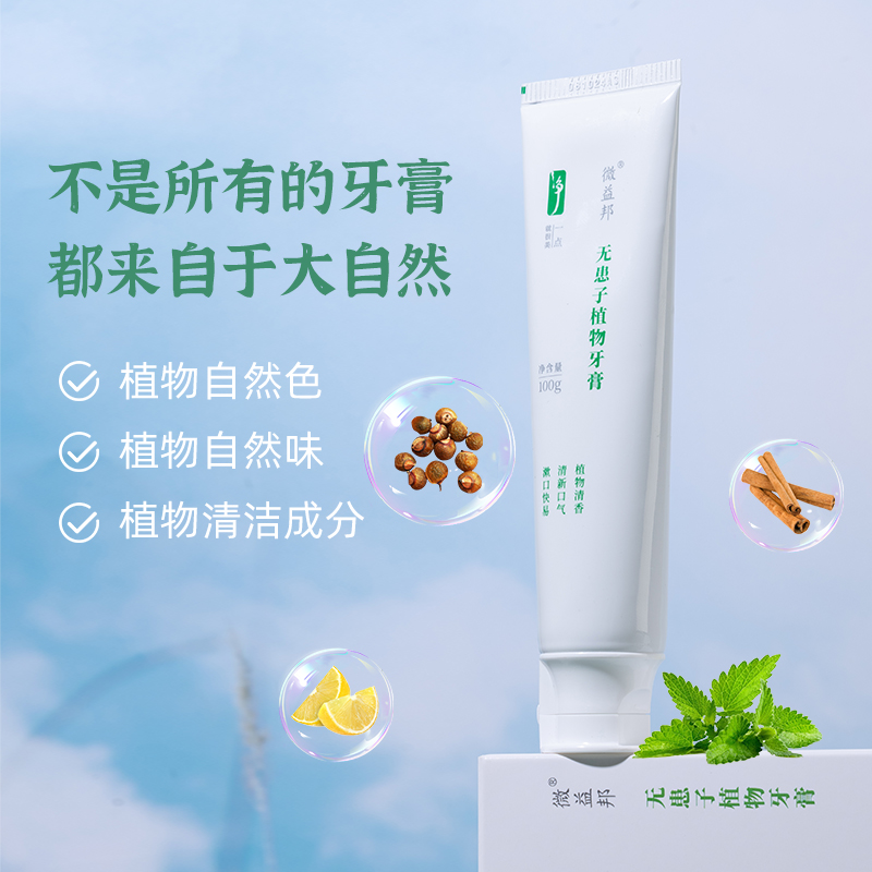 无患子植物牙膏 100g 不含氟 无香精 无防腐剂 非化工合成 
