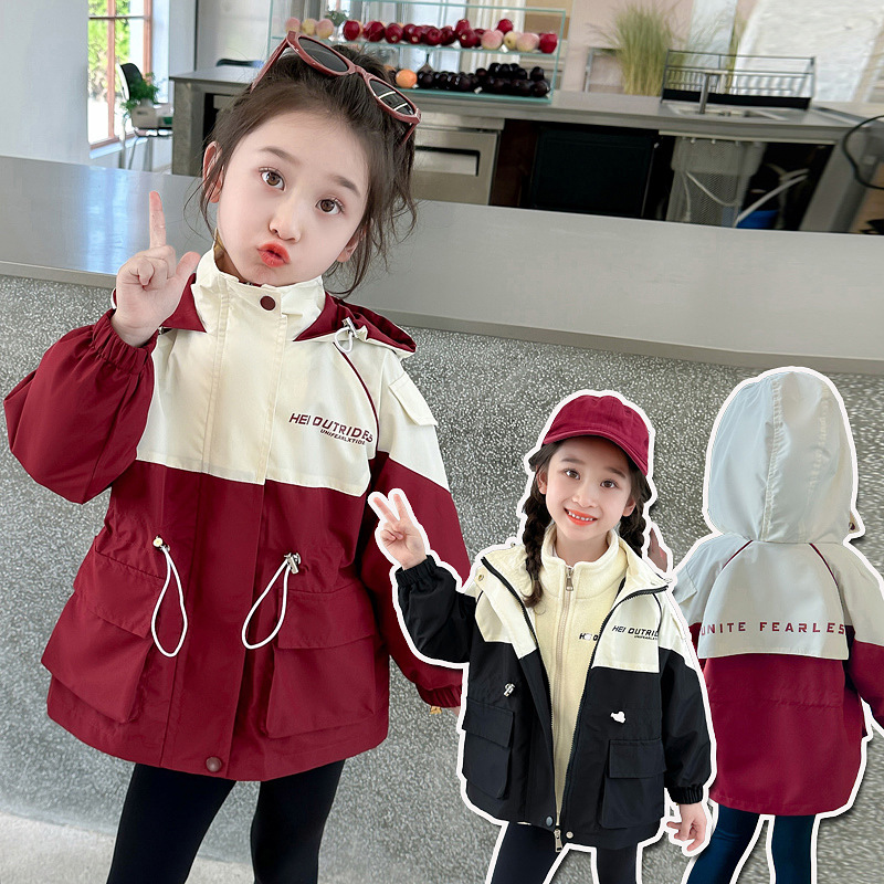 女童秋冬冲锋衣加绒加厚棉服休闲儿童洋气外套中大童宝宝时尚童装