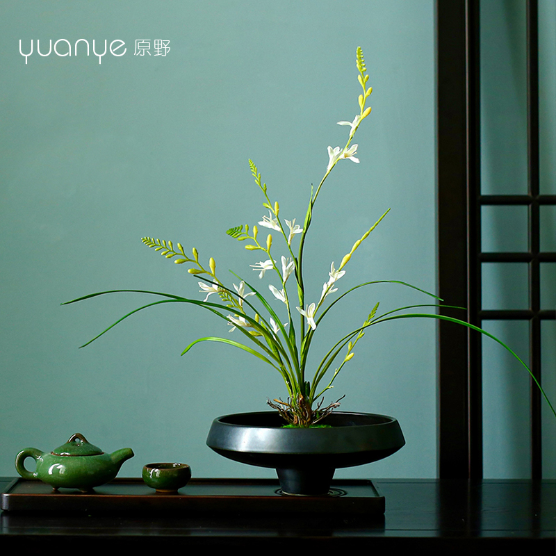 新中式高档火焰兰高端仿真花茶室客厅玄关摆件装饰餐桌花摆花摆放