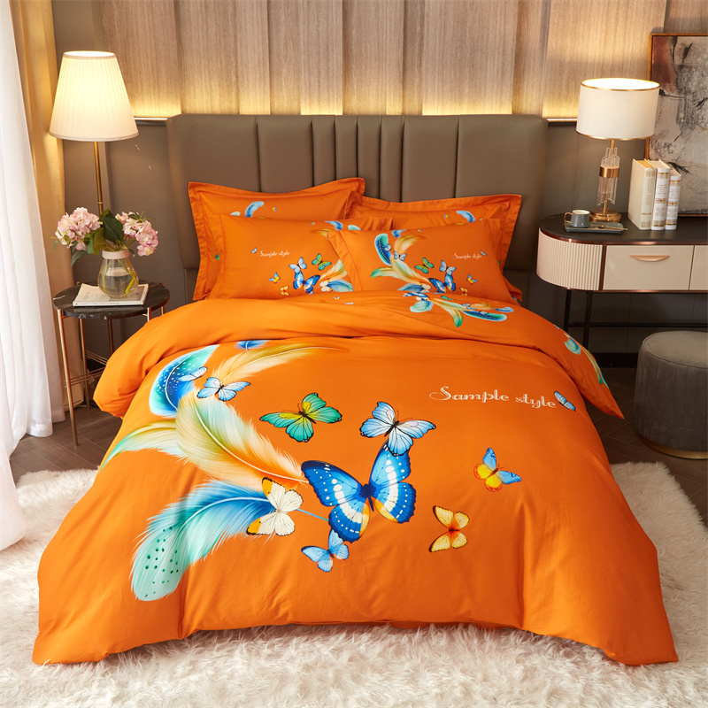 2023新款中国风大版印花加厚直播全棉四件套纯棉四件套亲肤简约