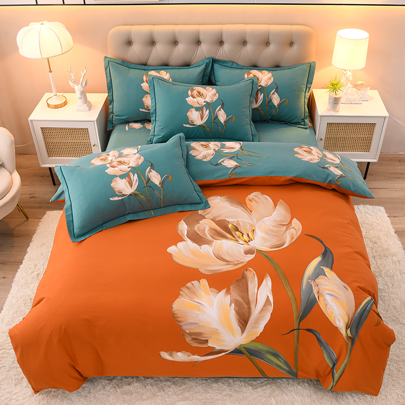 2023新款中国风大版印花全棉加厚四件套简约亲肤