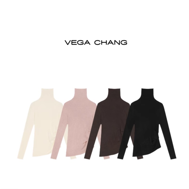 VEGA CHANG纯色时尚打底衫女2024春季新款加厚保暖显瘦修身针织