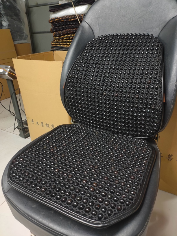 皮边厚款菩提坐垫腰靠扶手方垫连体前座凉垫车硅胶防滑底透气网