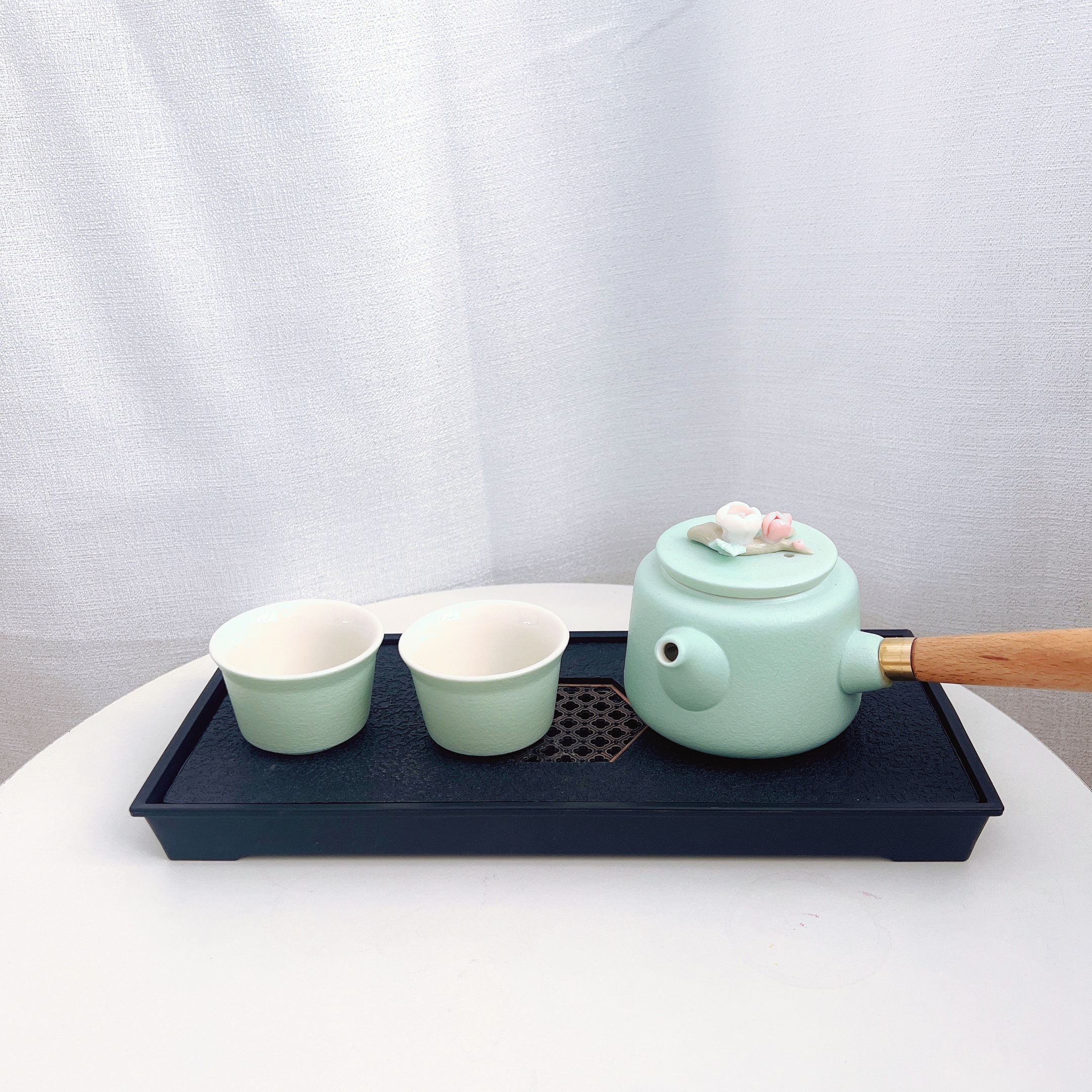 女士轻奢台湾路宝釉侧把茶壶密胺茶盘客厅小套便携茶具功夫茶具