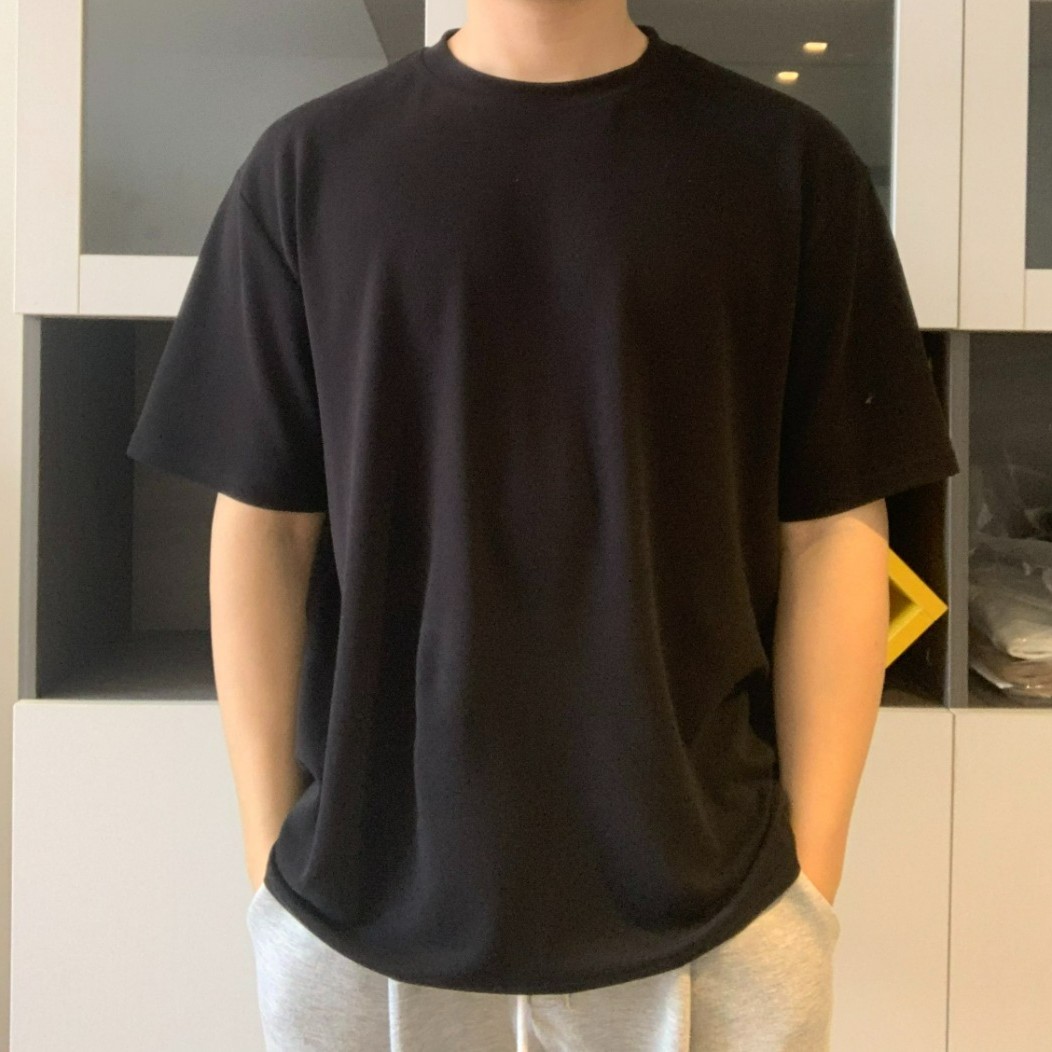 【喜一推荐】夏季柔软舒适质感T短袖z202纯色宽松圆领百搭白t恤男