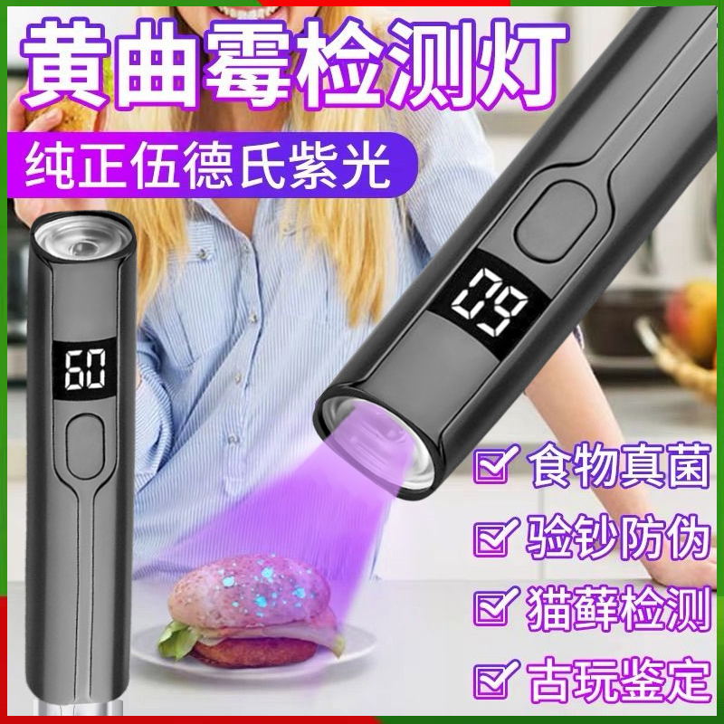 紫光灯鉴定检测灯蔬菜波尔多液专用大容量手电筒荧光剂紫外线充电