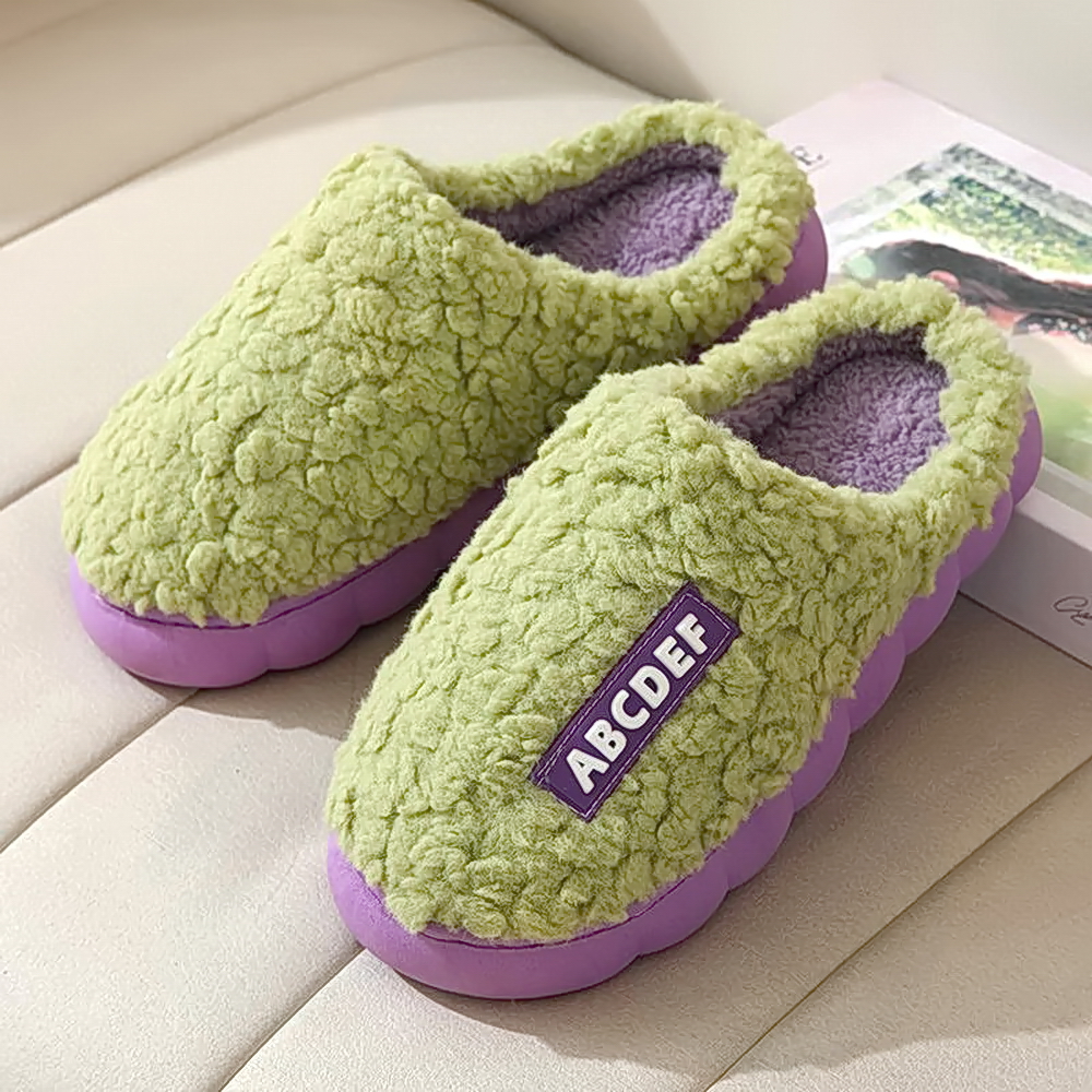 秋冬季新款时尚棉拖鞋室内加绒保暖舒适网红居家厚底月子鞋毛拖
