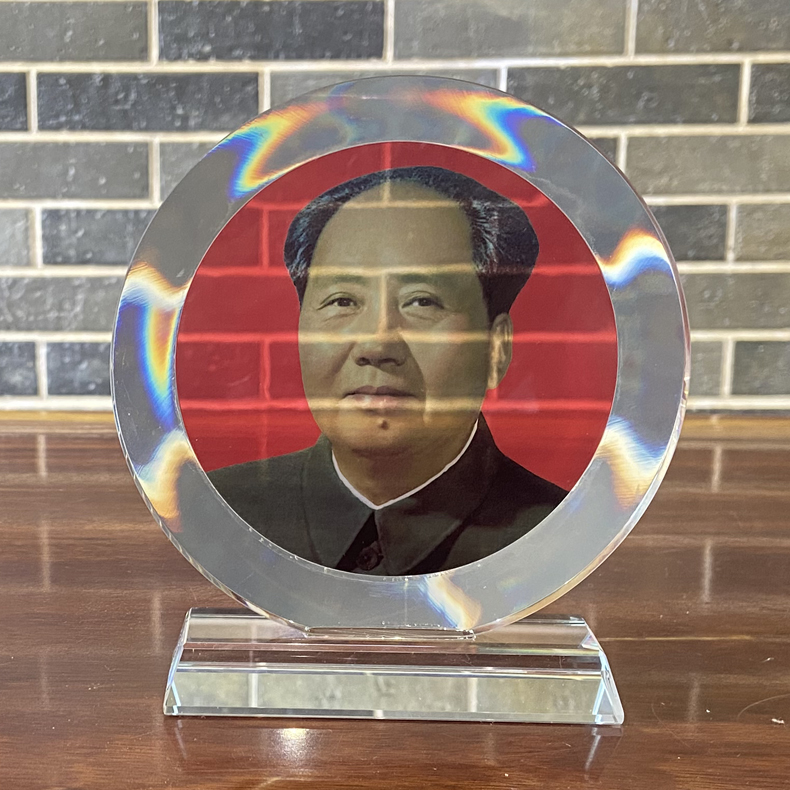 御韶毛主席水晶桌面摆件书房装饰品毛爷爷头像客厅办公室摆台加厚