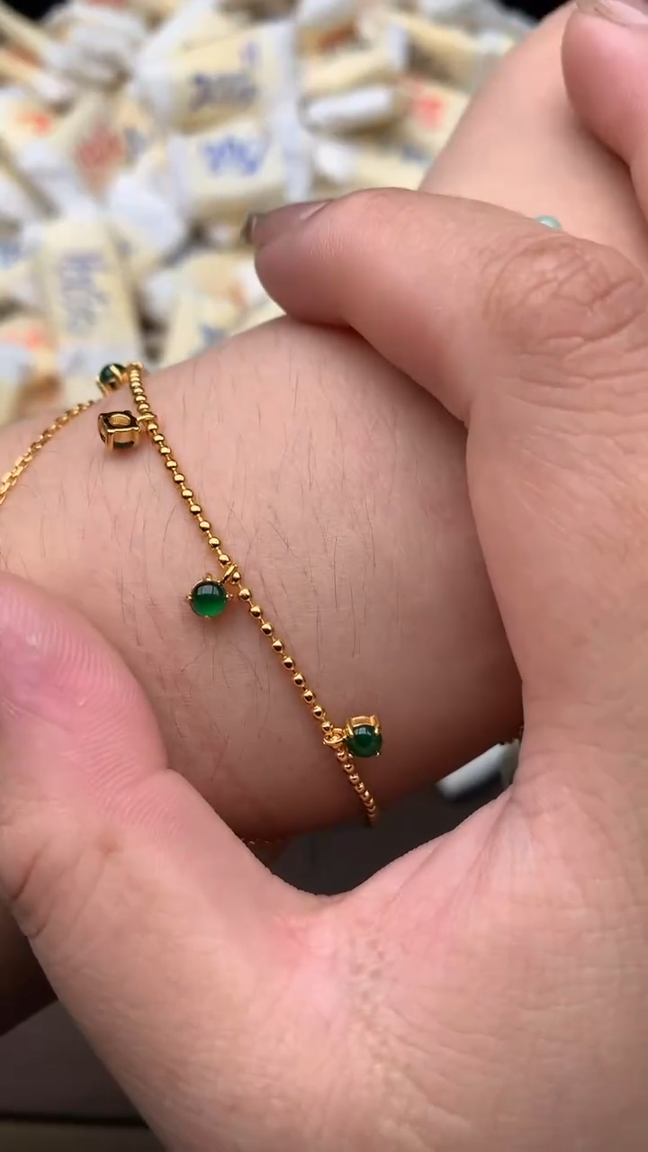 【闪购商品】翡翠手链银S925镶嵌(多样性发货)1个