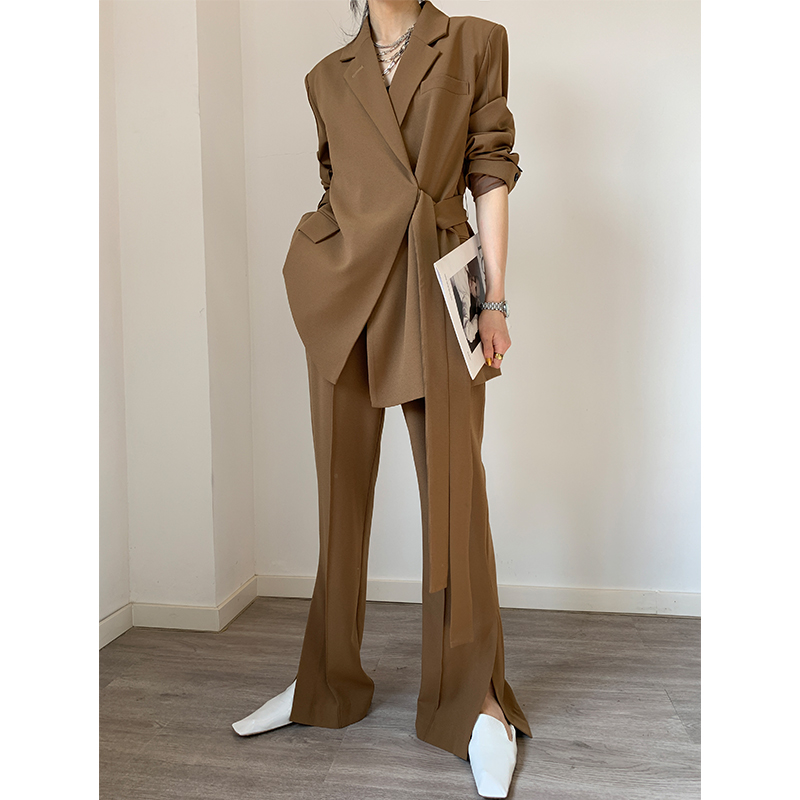 【清】P1218K792 高腰直筒垂感宽松中缝线修身显瘦西装裤女