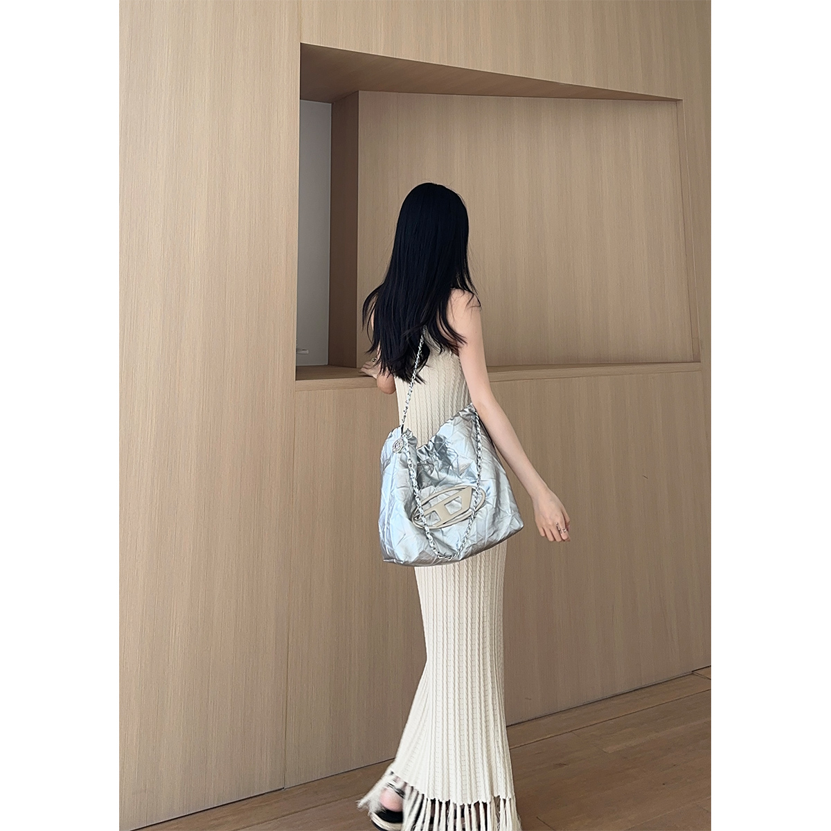 【清】 P0308Q3098  流苏吊带连衣裙竖麻花设计感新款复古长裙