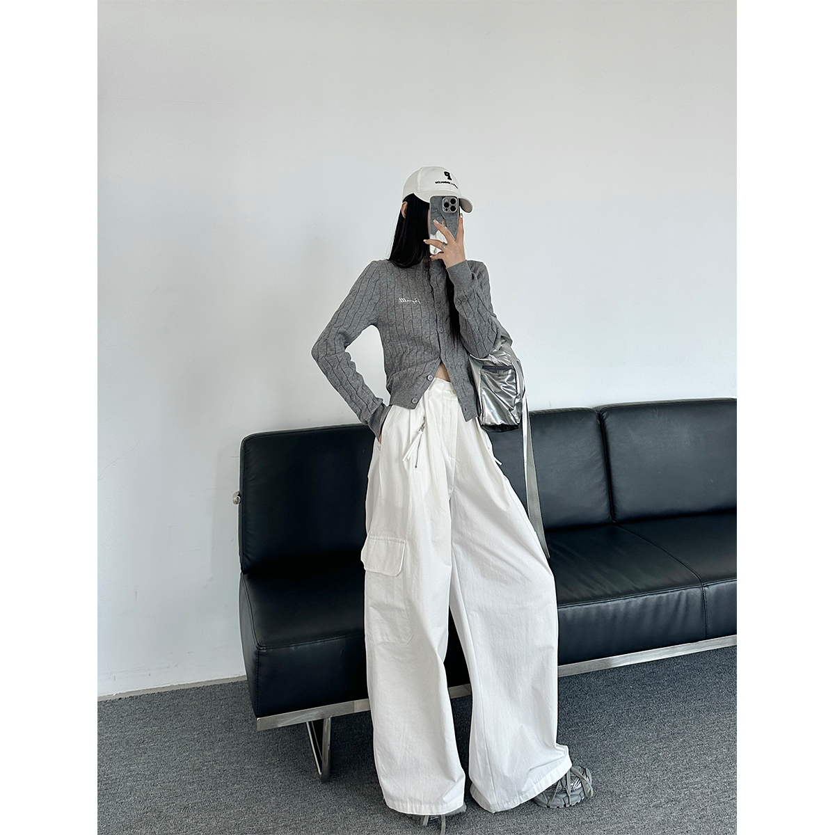 P0820K3304工装裤女休闲街头感拖地阔腿裤08.04抖