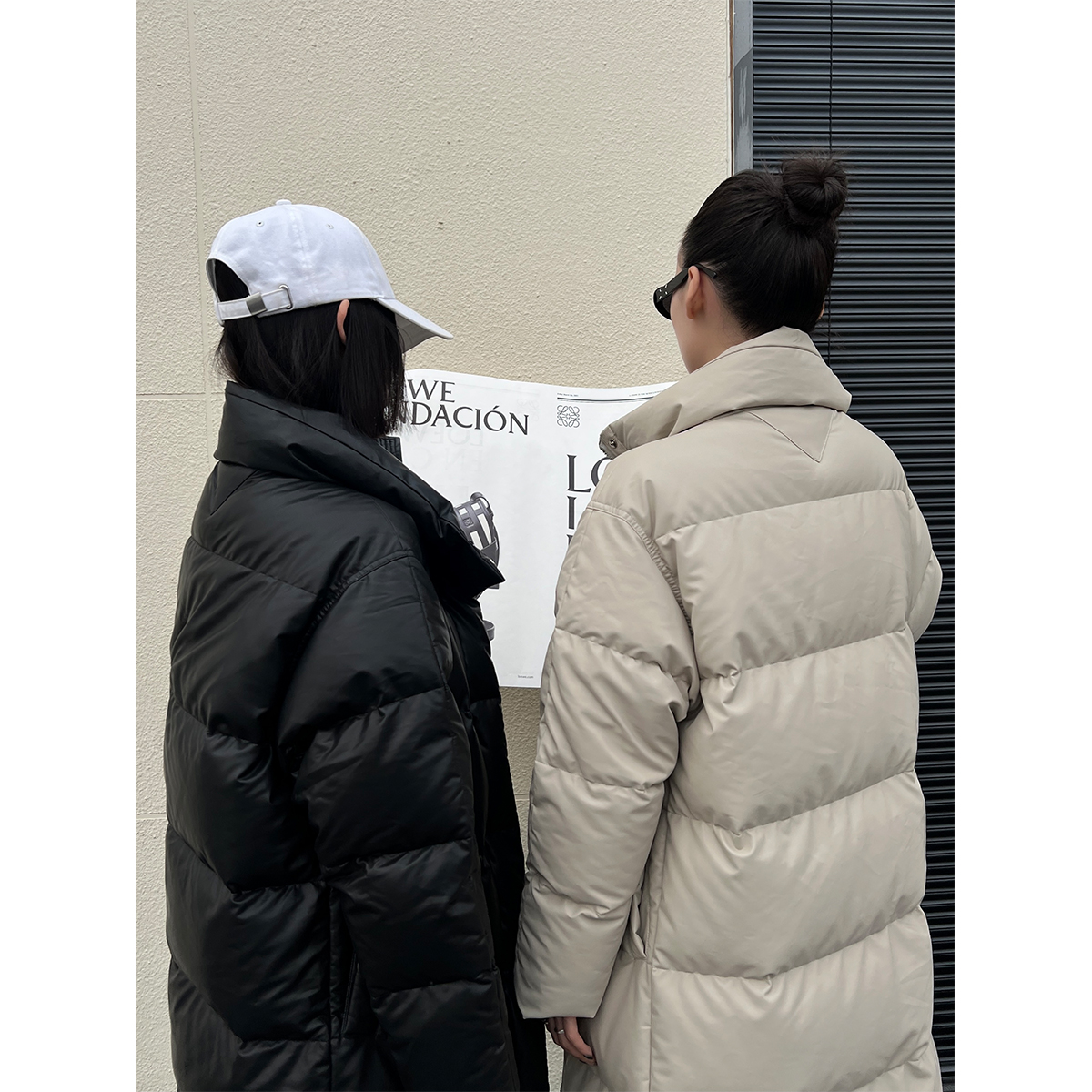 【清】P1110Y2928 90白鸭黑色长款立领棉服女冬季外套宽松