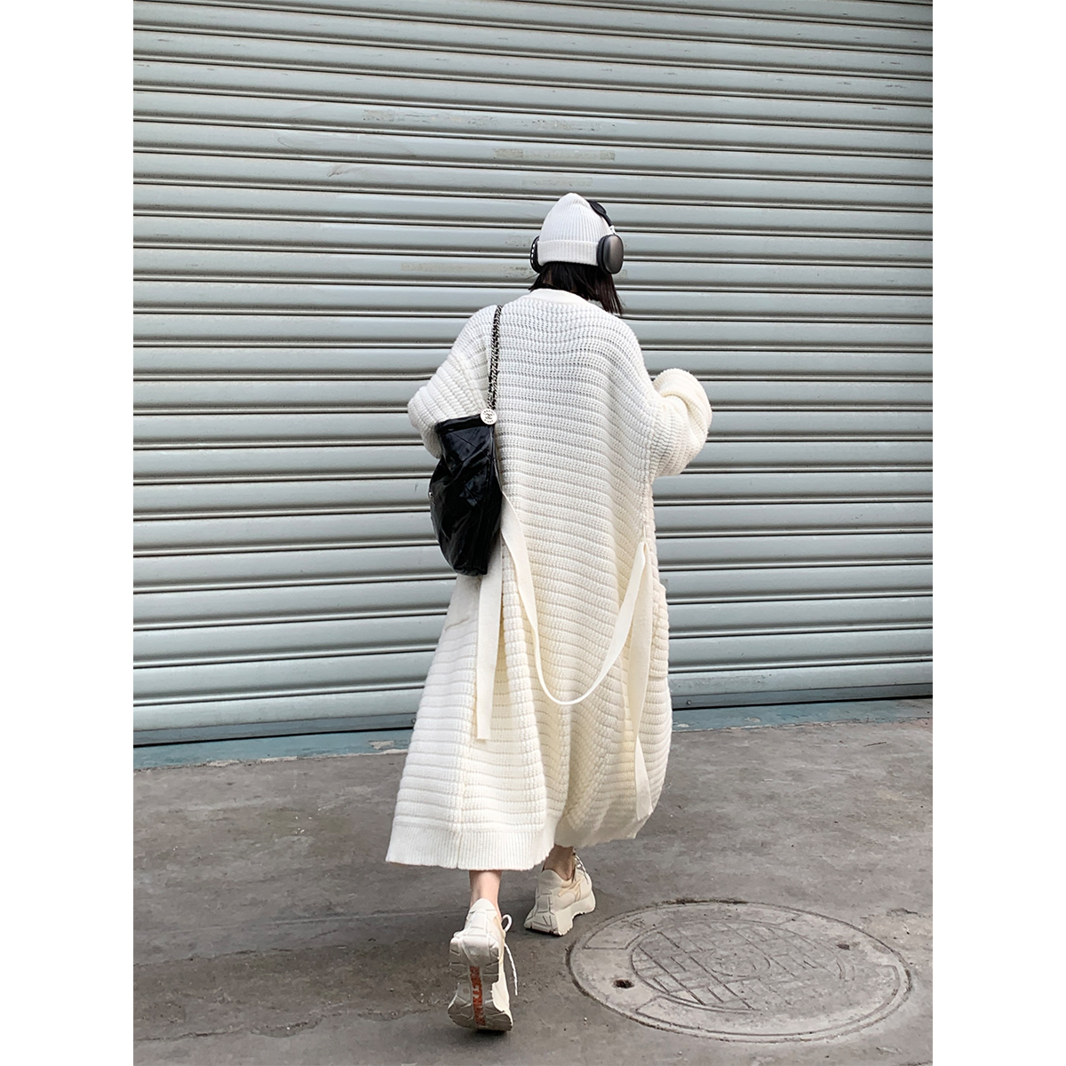 【清】P1031Z2919   中长款毛衣外套女休闲弹力针织大衣