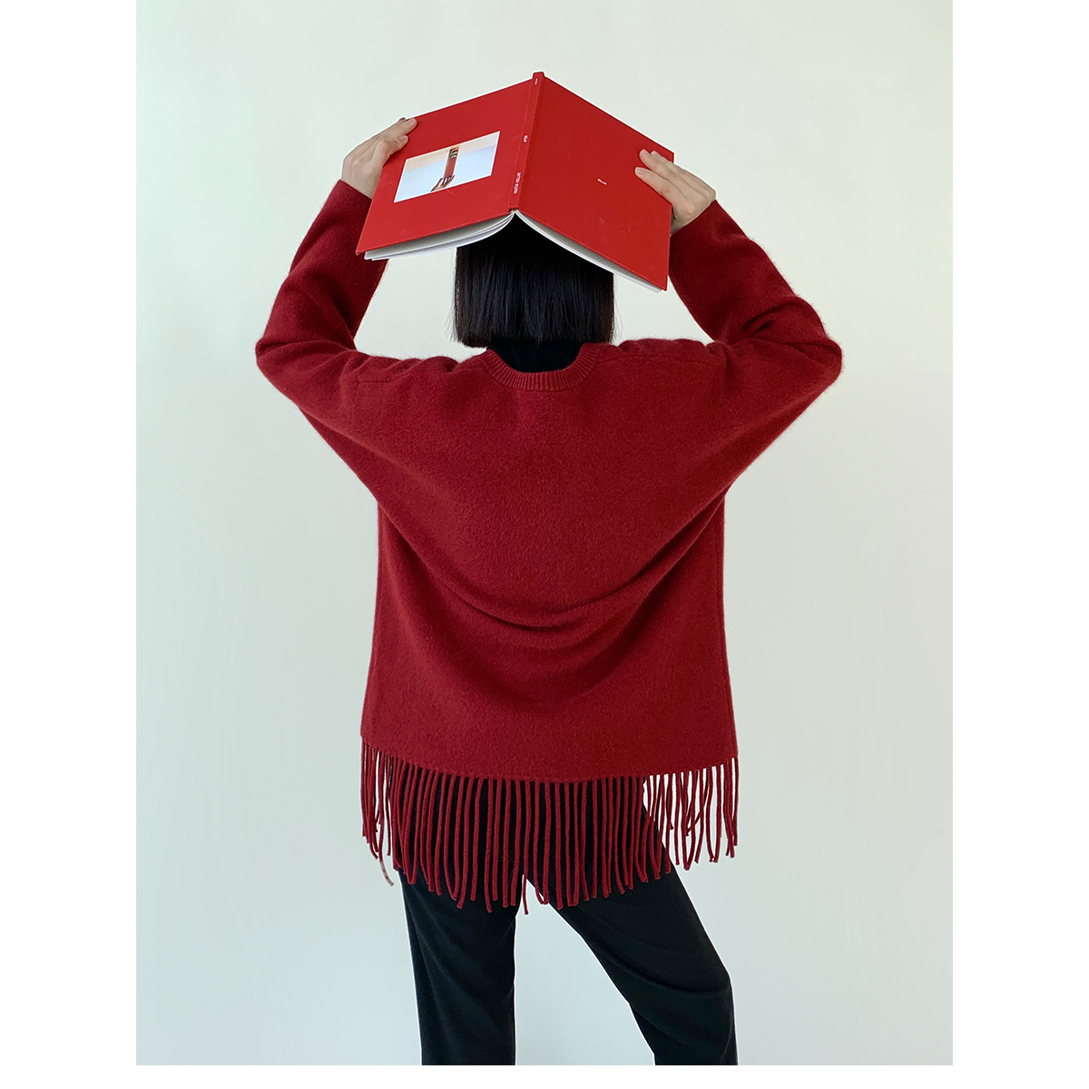 【清】 P1209Y2970 中长款下摆流苏毛衣女款2023新款冬季