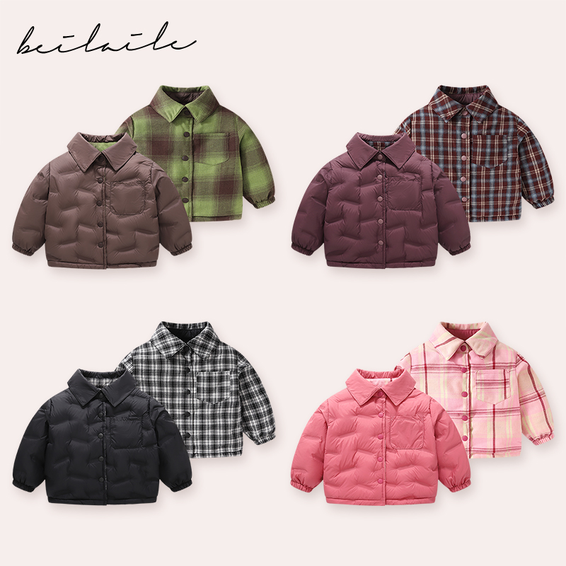 【三防双面穿轻薄羽绒 】婴儿冬装宝宝羽绒外套冬白鸭绒轻薄K15 AM