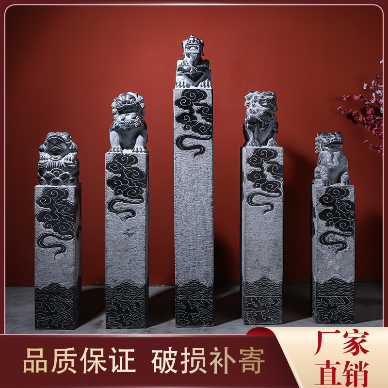 石雕拴马桩狮子貔貅麒麟金蟾青石栓马桩庭院家用别墅仿古石柱手工