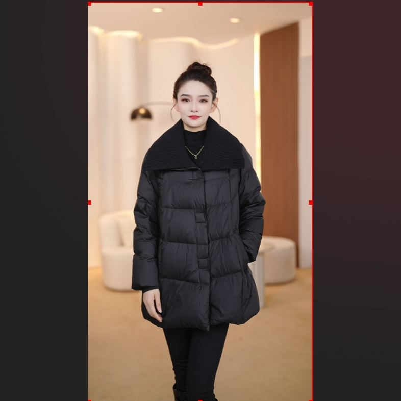 YAYA/鸭鸭热力感时尚显瘦休闲羽绒服女黑色羽绒服商品图