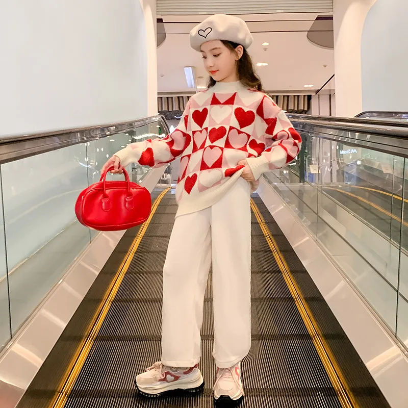 女童毛衣2023秋冬新款儿童女大童冬装洋气童装打底针织衫冬季上衣