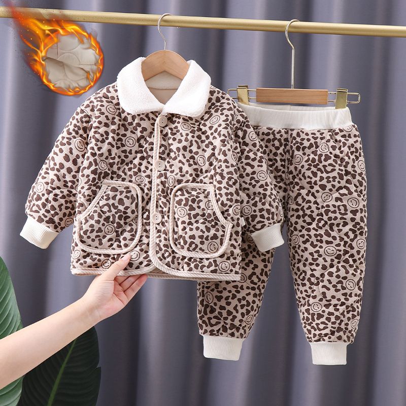 宝宝棉衣套装秋冬季男女童儿童冬装2023新款婴儿夹棉加厚两件套潮