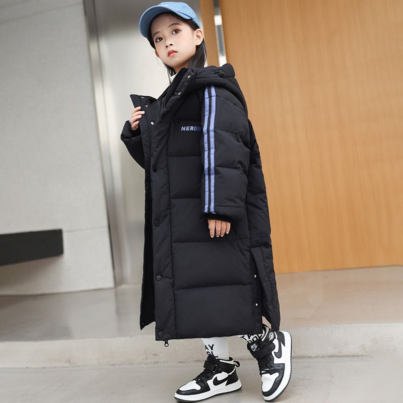 儿童羽绒服女童长款过膝加厚2024新款洋气中大童男女宝宝男童冬装