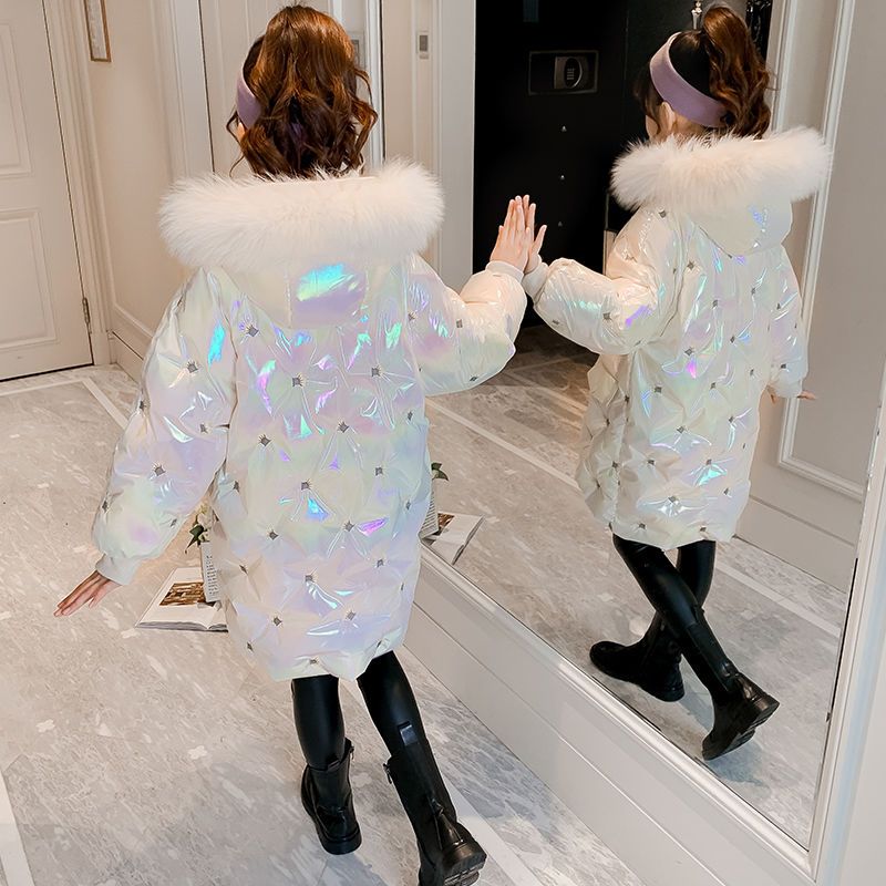 女童羽绒服2024新款洋气白鸭绒中长款加厚儿童中大童冬季免洗外套