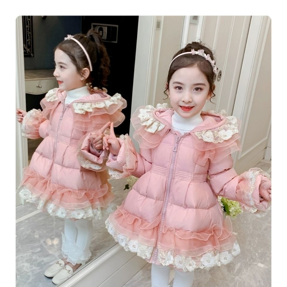 女童公主棉服冬装棉衣中长款2024新款儿童韩版羽绒服袄外套洋气冬