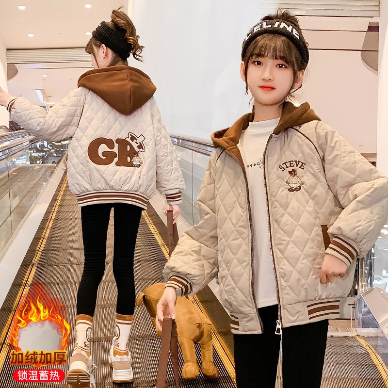 童装女童棉服外套中大童轻薄棉袄女孩子衣服休闲冬季保暖上衣