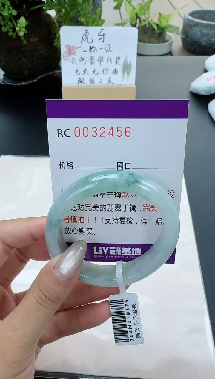 【闪购商品】翡翠手镯未镶嵌翡翠手镯圈口54