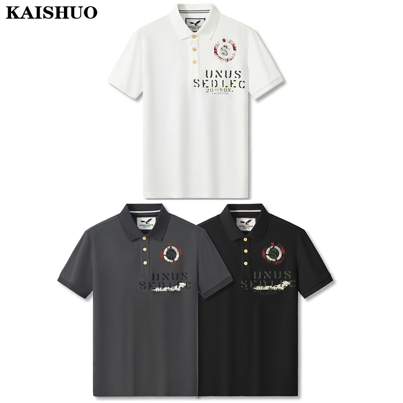 男士夏季翻领商务休闲印花透气珠地棉短袖POLO衫