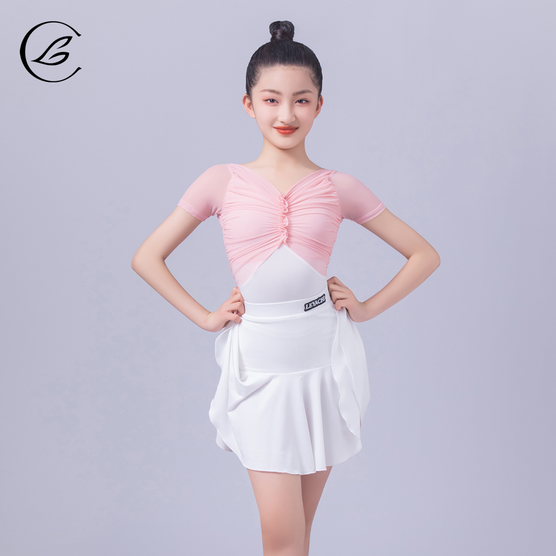 乐雅池2024春夏新款拉丁舞服装儿童女练功服老师推荐清新舞蹈服