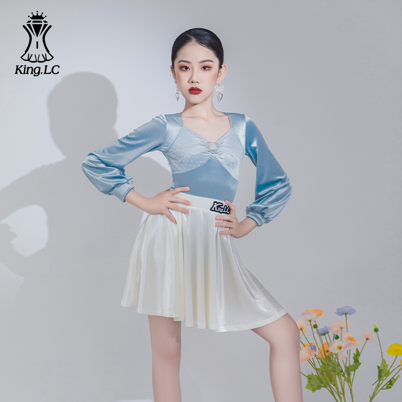 鹏翼之美女童拉丁舞服秋冬2023练功服 舞蹈服长袖KW23104R