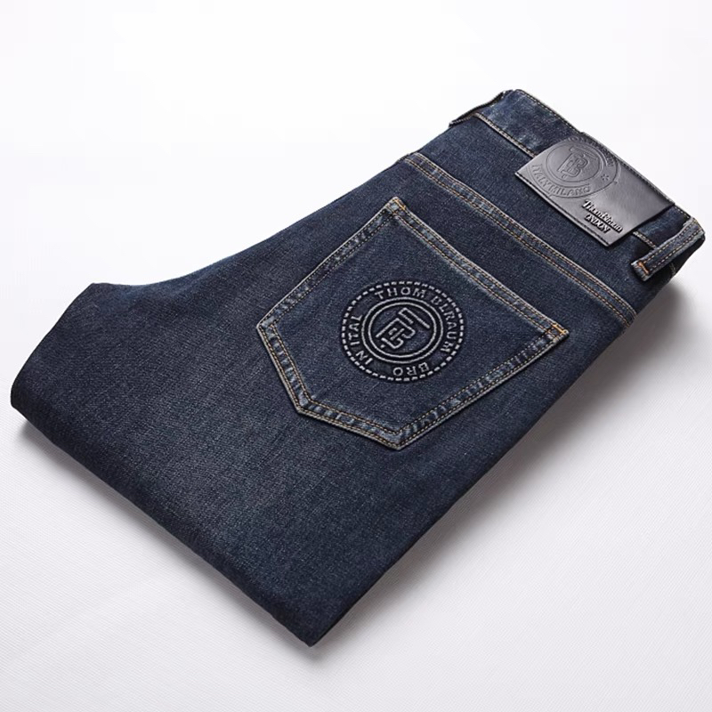 2023新款秋冬款水洗蓝色牛仔裤男弹力修身小直筒裤子青年休闲百搭