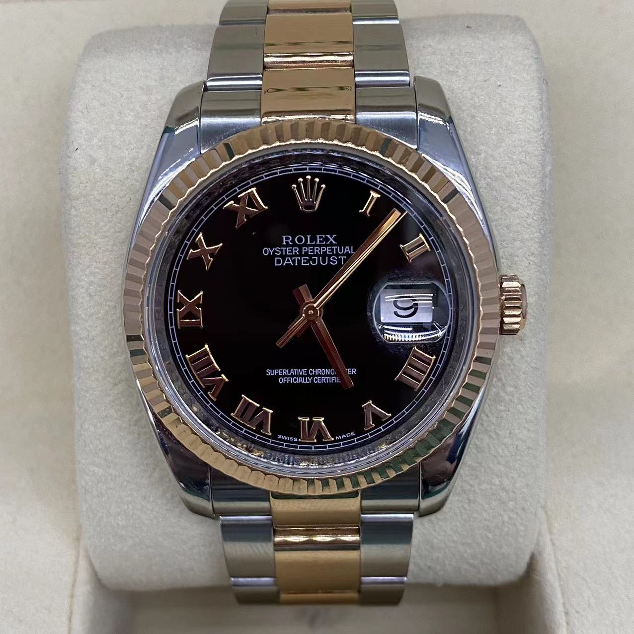 99新 Rolex/劳力士 日志116231/36mm/黑盘/罗马刻/单表/公价86900