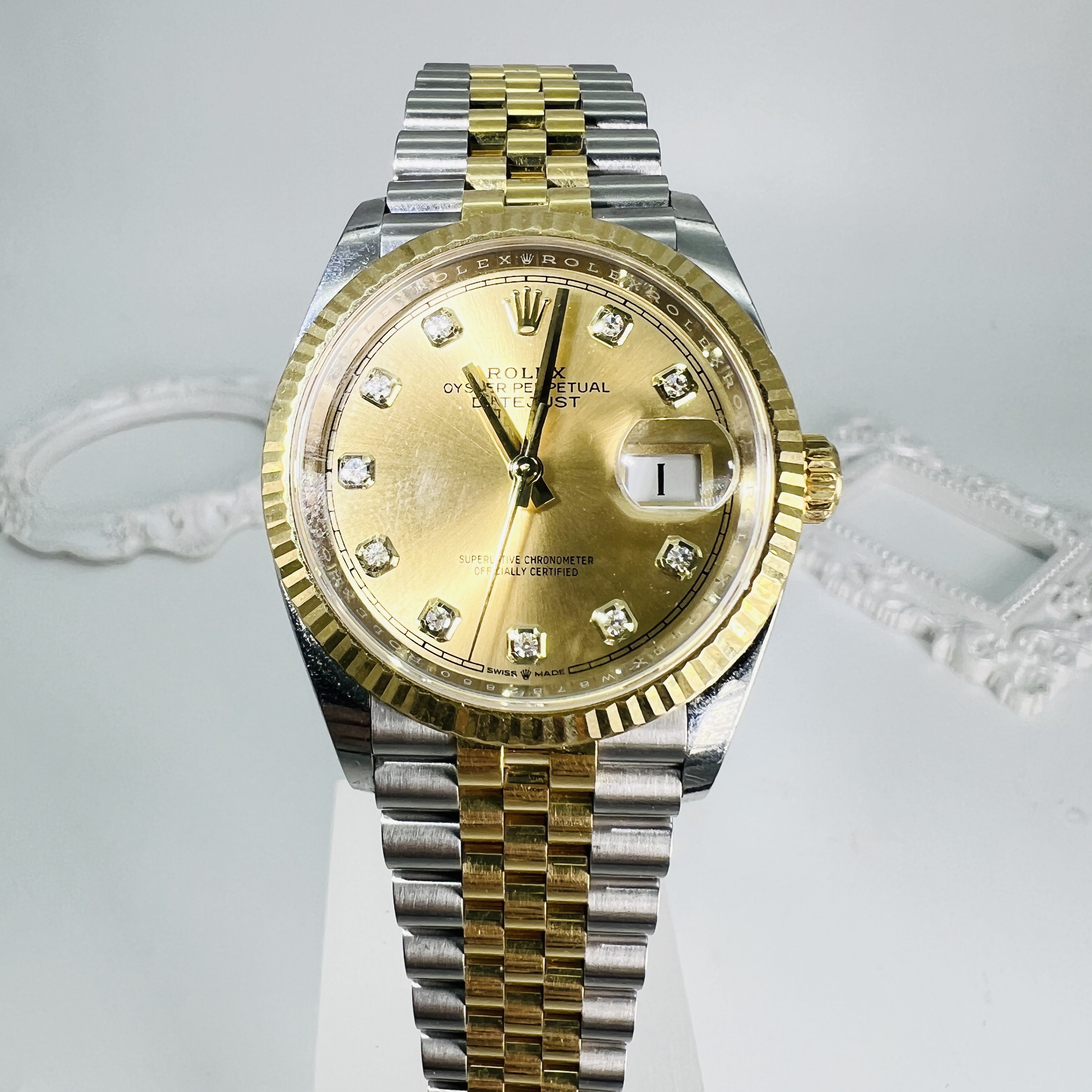95新 Rolex/劳力士 日志126233/36mm/金盘/18年全套/公价123800
