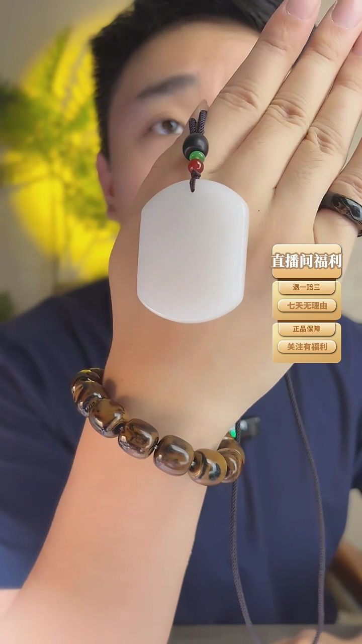 【闪购商品】玛瑙/玉髓颈饰未镶嵌无事牌金丝玉