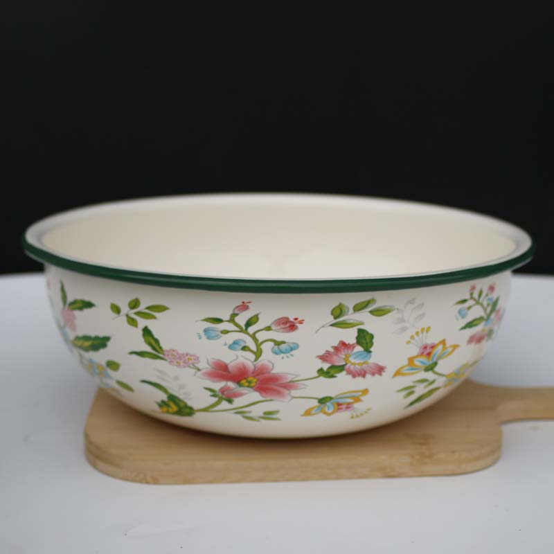 加厚搪瓷大碗老式汤碗厨房凉菜搅拌碗家用汤盆搪瓷元宝碗大汤盆碗