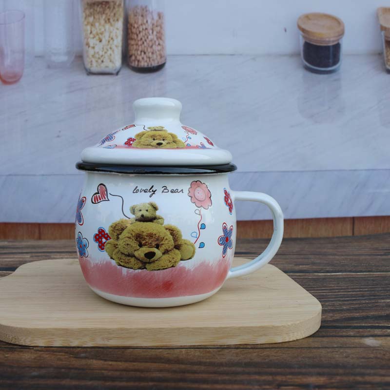 搪瓷水杯女生高颜值珐琅马克杯可爱学生家用儿童喝水牛奶咖啡杯子