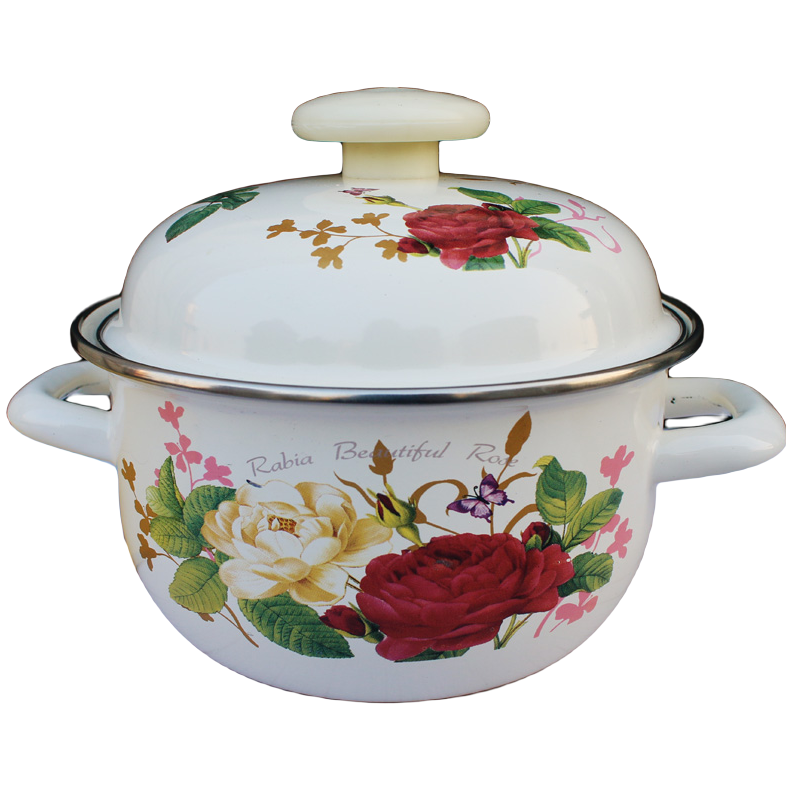 18CM双耳福锅加厚珐琅搪瓷双耳汤锅炖锅泡面碗电磁炉燃气灶通用