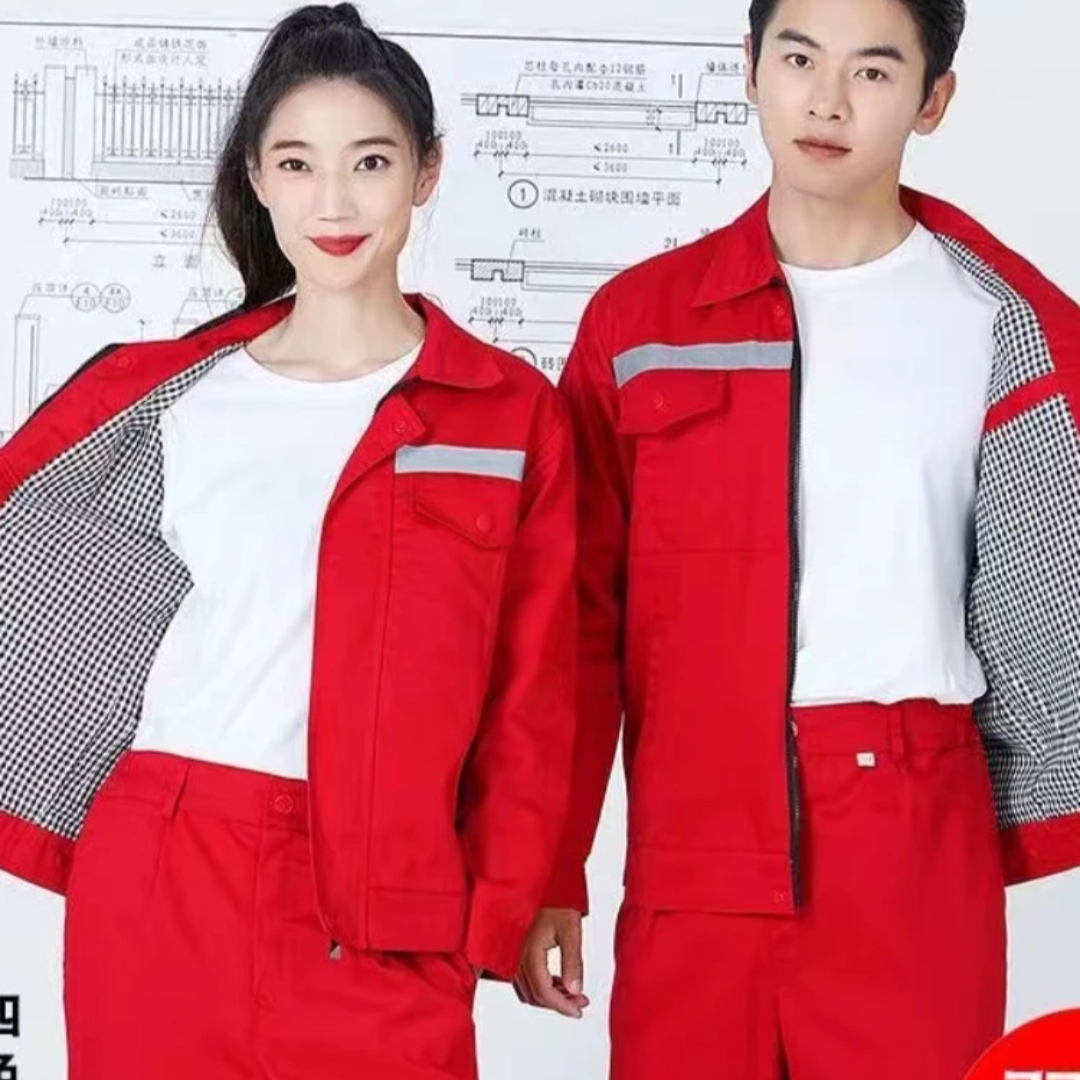 双层反光条劳保工作服套装耐磨耐脏耐穿工厂车间汽修厂服定制
